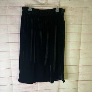 J. Crew Black Velvet Pull On Pocket‎ Skirt Size Large